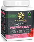 Sunwarrior Pre Workout Powder Energy Drink | Vegan Plant-Based Supplement | Pump Hydrate Focus Endurance &amp Strength Builder | Watermelon Flavored 30 Servings | Active Preworkout