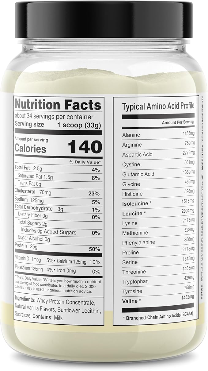 It's Just! - 100% Whey Protein Concentrate Made in USA Premium WPC-80 Natural Vanilla Flavor (2.5 Pound Vanilla)