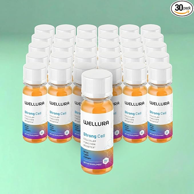 Strong Cell | Cellular Function Booster Liquid | NADH CoQ10 Collagen. 90+% Absorption Rate. Vitamins B1 B2 B3 B6 B7 and B12. Vitamin K2 | 30 Count.