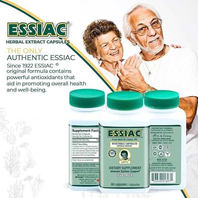 Essiac Tea All-Natural Herbal Extract Capsules – 60 Capsules | Powerful Antioxidant Blend to Help Promote Overall Health &amp Well-Being | Original Formula Since 1922 (Pack of 2)