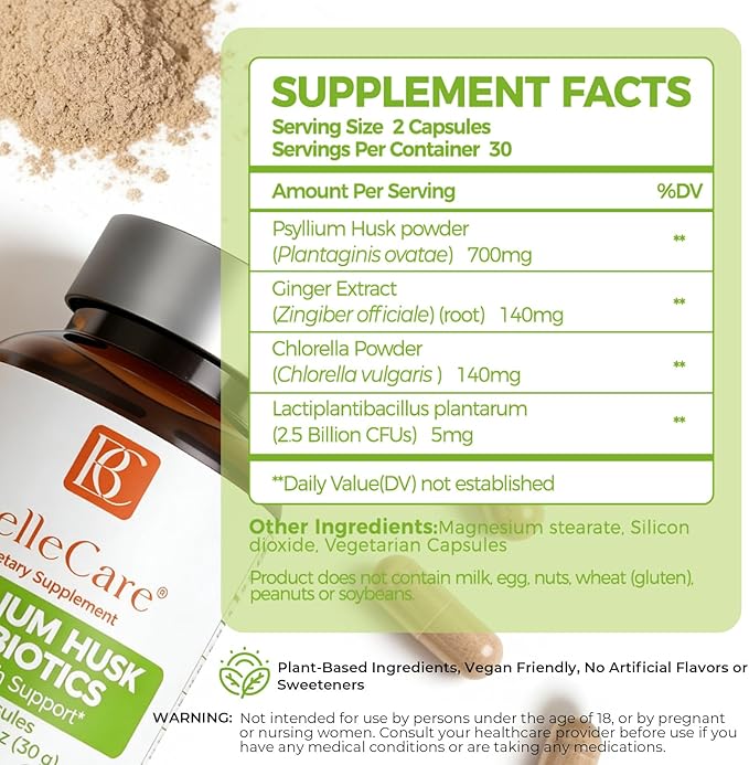 BELLECARE Psyllium Husk Capsules &amp Ashwagandha Capsules