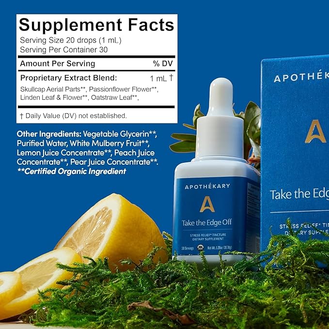 Apothékary All Day Stress Duo Herbal Supplement Liquid Drops Contains Wine Down 30 Servings and Take The Edge Off 30 Servings Support Relaxation Stress Relief and Natural Sleep 60 Servings