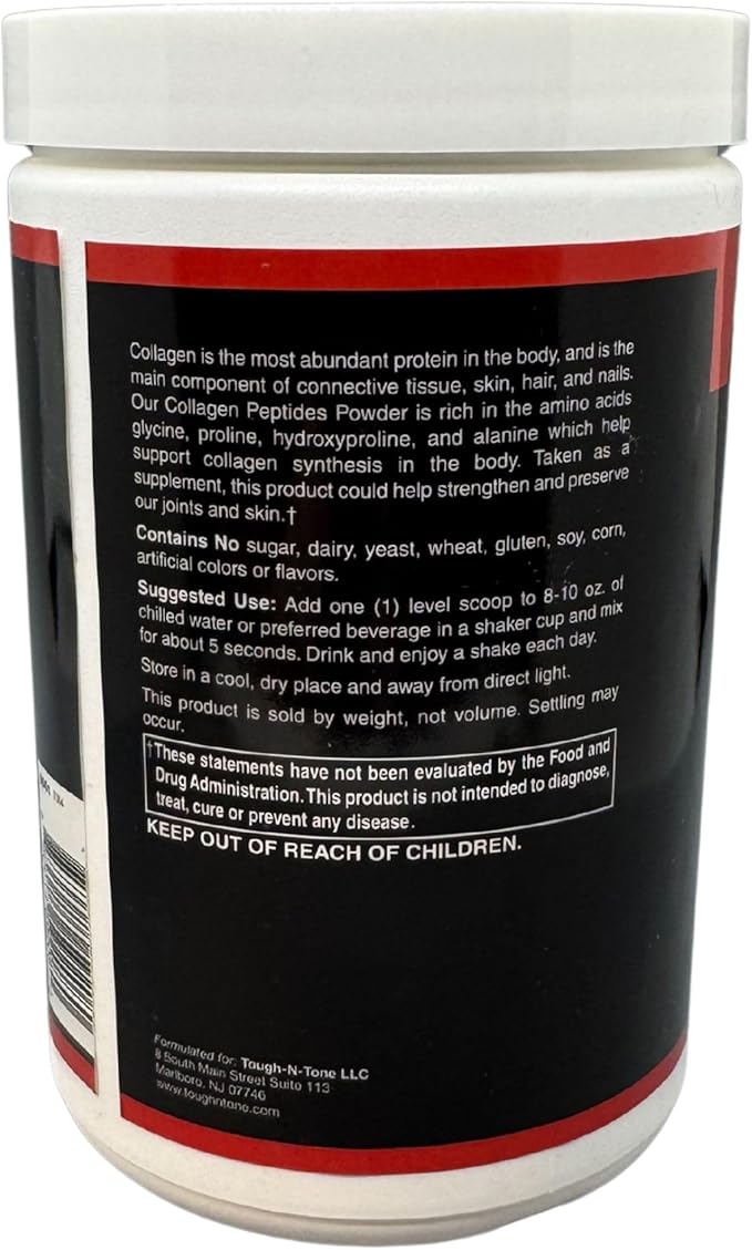 TOUGH-N-TONE Collagen Peptides Powder – Grass-Fed 280g | 20g Protein per Serving Unflavored Non-GMO Gluten-Free Dairy-Free No Sweeteners or Fillers – Supports Skin Hair &amp Digestive Health