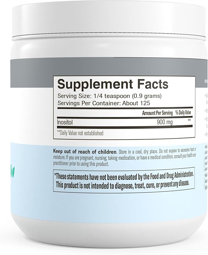FREEDA Pure Myo-Inositol Powder – Vitamin B8 for Hormone Mood &amp Cellular Health – Supports Fertility Focus Energy &amp Nervous System Function – Kosher Vegan Non-GMO Gluten-Free (4 oz)