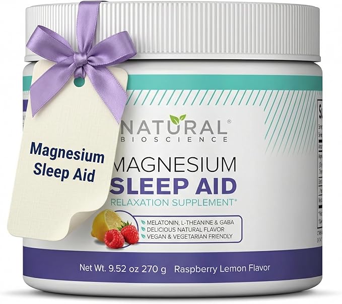 Magnesium Sleep Night Time Powder - Magnesium Citrate Magnesium Glycinate with Melatonin L-Theanine and GABA Sleep Aid Natural Sleep Supplement Vegan Gluten-Free Raspberry Lemon Flavor