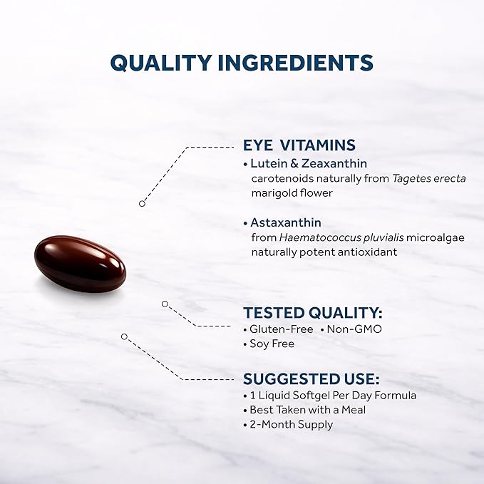 Naturalis Areds2 Clinically Based Eye Supplement | Lutein Zeaxanthin Astaxanthin Bilberry Blueberry Cranberry &amp Grape Seed Adaptogen Blend | 60 Vision Essential Softgels