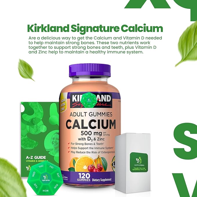 Calcium Gummies 500 mg with D3 &amp Zinc 120 Gummies with Exclusive Better Ligth&ampSpring Guide