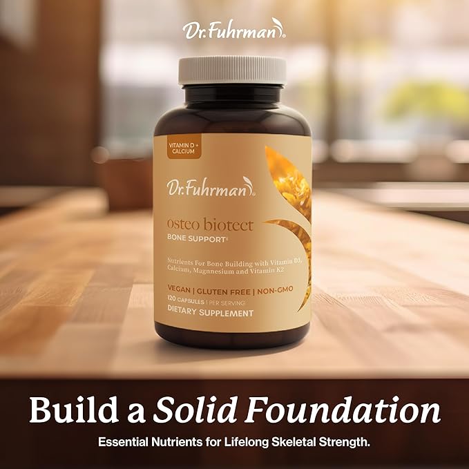 Dr. Fuhrman Osteo Bone Health Supplement | Wholefood ostSupplement for Women &amp Men | Vitamin for Bone Density | Organic Vitamin D3 Calcium Magnesium &amp K2 | Natural Ingredients | 120 Caps
