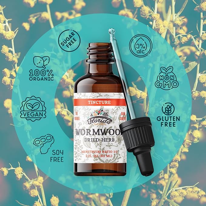 Wormwood Organic Tincture - Natural Intestinal Cleanse and Digestive Cleanse Supplement - Wormwood Herb Extract for Detox - Made in USA - 2 Fl Oz (Wormwood - 2 x 2 Fl Oz)
