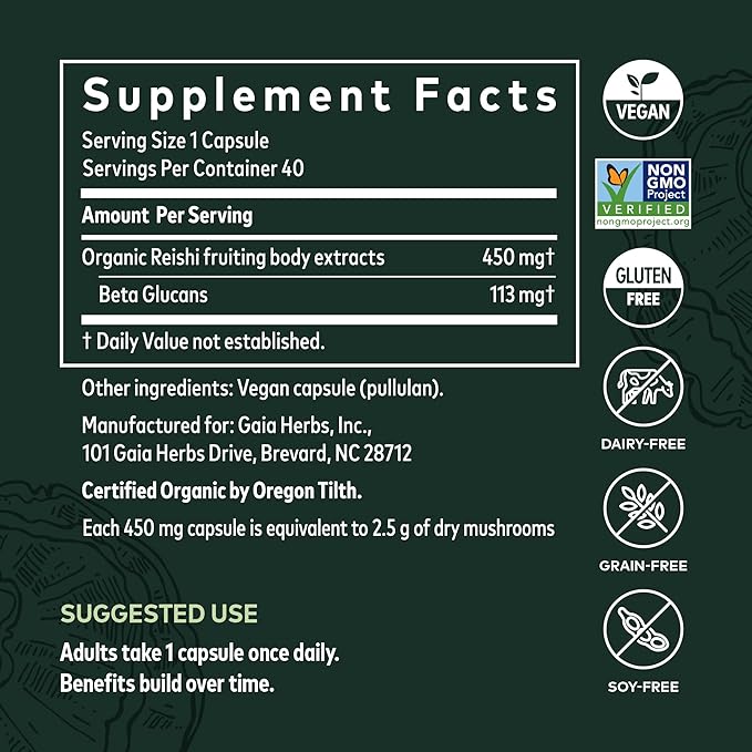 Gaia Herbs Turmeric Supreme Extra Strength - 60 Vegan Liquid Phyto-Capsules &amp Reishi Mushroom - Immune System &amp Supports Heart Health - 40 Vegan Liquid Phyto-Capsules (2 Pack)