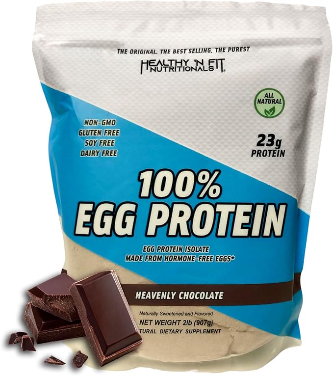 Healthy 'N Fit 100% Egg Protein- Heavenly Chocolate (2lb): 100% Egg White Protein -Plus Natural Peptides. Ultra Pure Natural Egg Protein Isolate
