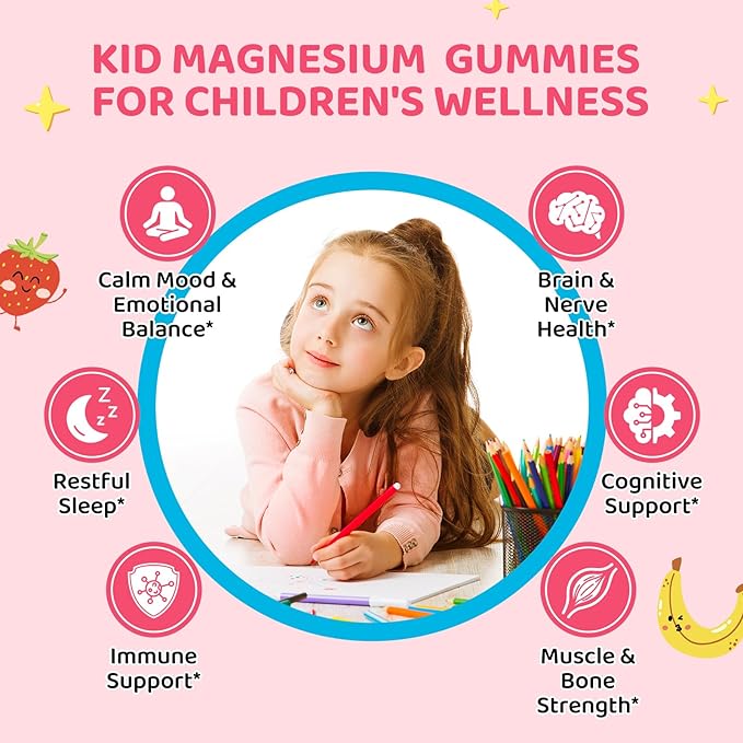 Kids Magnesium Glycinate Supplements - Magnesium Liquid Drops &amp Gummies for Kids