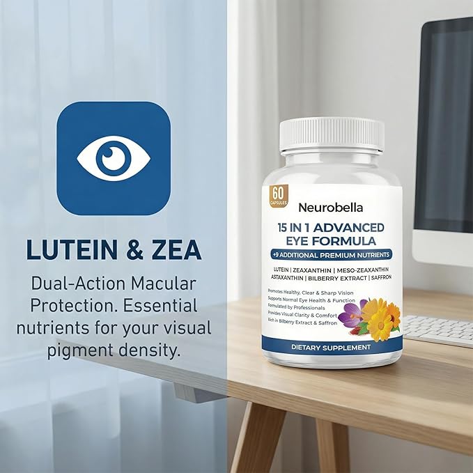 15-in-1 Advanced Eye Formula Eye Support Formula for Daily Comfort with Lutein Zinc Luteolin 60 Capsules