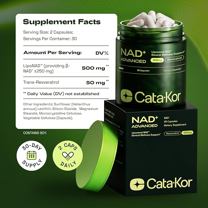Liposomal NAD Supplement with Resveratrol – NMN Supplement Alternative – Third-Party Tested – 30-Day Supply – Advanced NAD+ Resveratrol