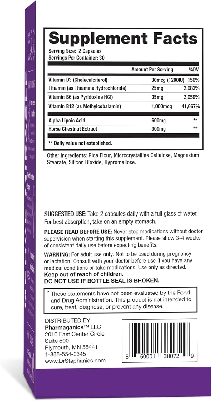Nerve Miracle Maximum Strength Supplement | Nerve Health Support | Legs Feet Hands Toes | Mega Dose of Alpha Lipoic Acid ALA &amp Vitamin B12 (Pack of 2)
