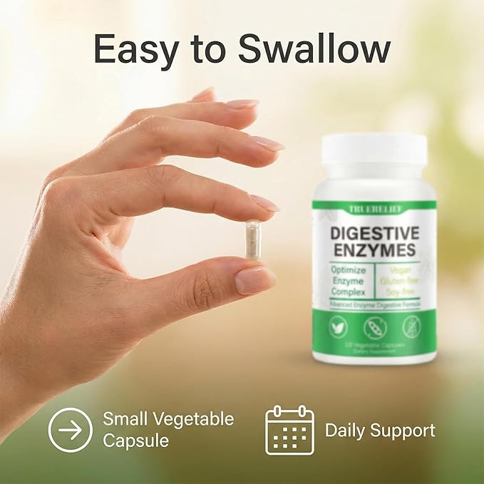 Digestive Enzyme Supplement containing Enzyme Blend - Supports Digestion of proteins carbohydrates fats and Dairy Products Brings Digestive Comfort - 60 Vegetarian Capsules (A Bottle of)