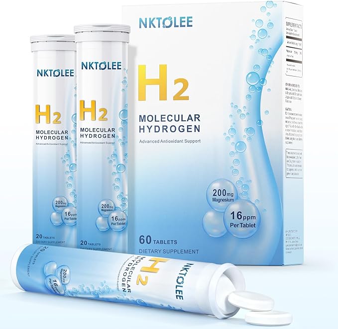 Hydrogen Water Tablets - 16 PPM Molecular Hydrogen Tablet - 200mg Magnesium - Fast Dissolving Hydrogen Tablets for Drinking Water - Antioxidant Support Cellular Health &amp Recovery - 60 Count