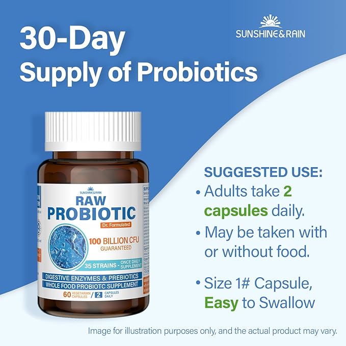 Raw Probiotics for Women &amp Men - 100 Billion CFU 35 Strains Organic Prebiotics &amp Natural Digestive Enzymes for Digestive Gut &amp Immune Health - Soy and Gluten Free Non-GMO 180 Vegan Ca