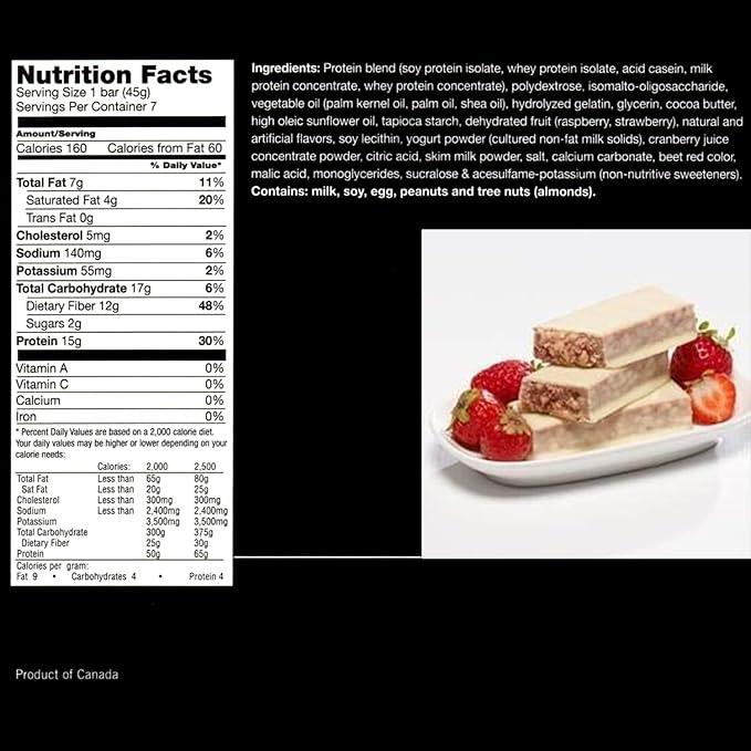 ProtiWise Strawberry Shortcake Protein Bar | 15g High Protein for Weight Loss and Diet Support | Low Calorie Low Fat Low Sugar | Perfect Sweet Cravings Solution | 7/Box
