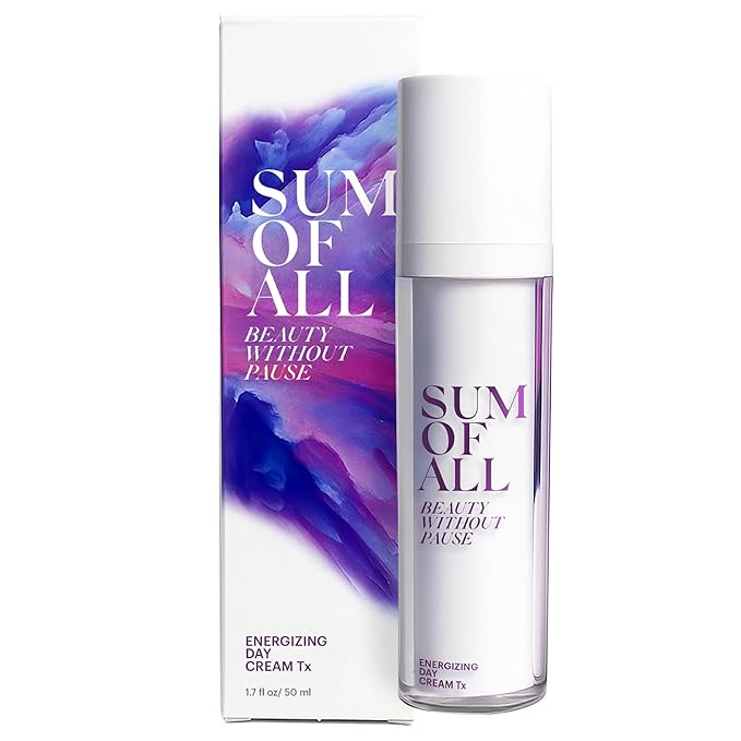 Sum Of All Energizing Day Cream Tx for Face with Vitamin C and E Pea Complex Hydrating Lightweight Daily Facial Moisturizer Fragrance-Free Menopause Skincare for Women 1.7 fl oz