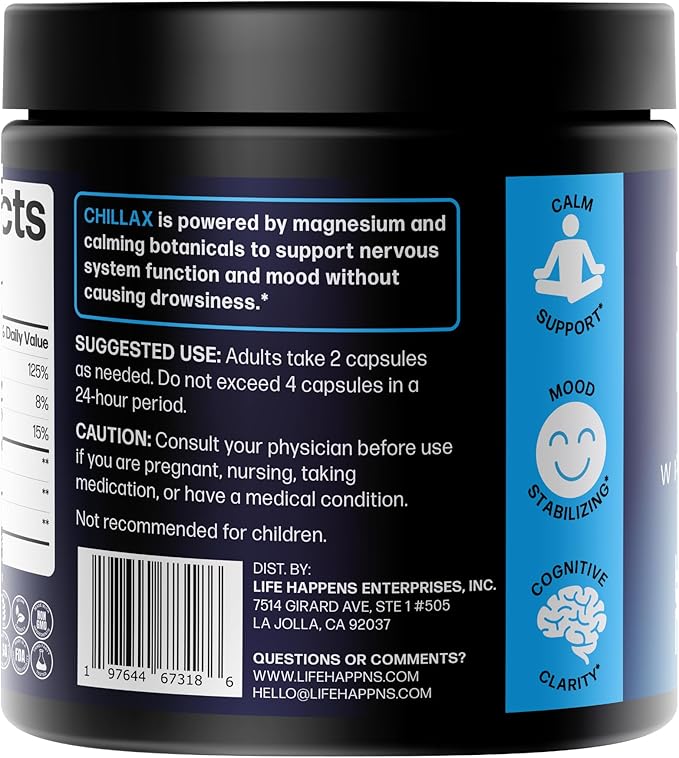 Life Happns Calm &amp Mood Support for Adults – Doctor-Formulated with Saffron Magnesium L-Theanine &amp Skullcap for Stress Relief &amp Emotional Balance | Non-Drowsy Natural Relaxation Suppleme