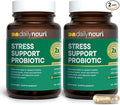 Daily Nouri Stress Support Probiotics for Women &amp Men | Mood &amp Cortisol Support | Gut-Brain Axis + Digestive Support | 3 Clinically Studied Strains + Omega | 60-Day Supply