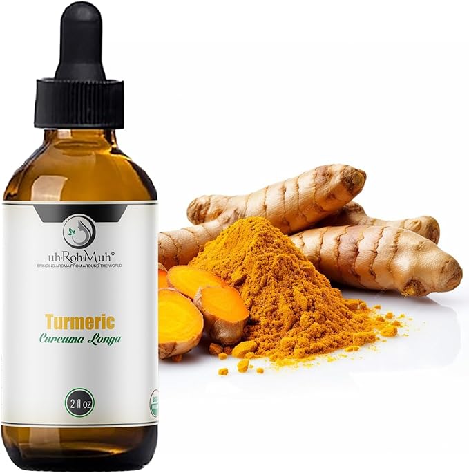 uh*Roh*Muh Organic Turmeric Essential Oil - 100% Pure and Natural - USDA Certified - Natural Elixir for Hair Skin Aromatherapy and Massage with Warm Earthy Spicy Aroma | Sourced from India 2oz