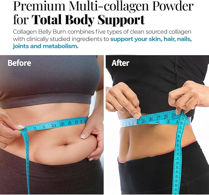 Multi Collagen Powder with Types I II III V X - Weight Management Supplement with Vitamin C &amp Hyaluronic Acid – Supports Skin Hair Nails Metabolism Joint &amp Muscle Health – 20 Servings