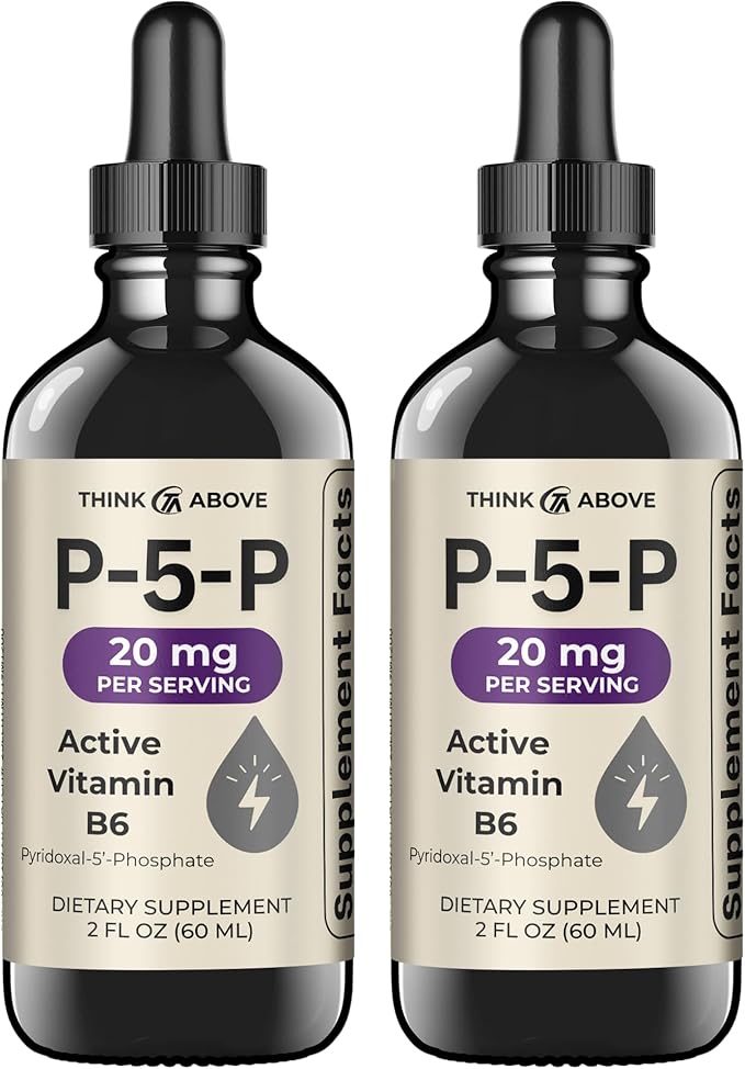 P5P Liquid Drops – Activated Vitamin B6 (Pyridoxal-5-Phosphate) – Fast Absorption Formula – 2 oz (60 mL) Pack of 2
