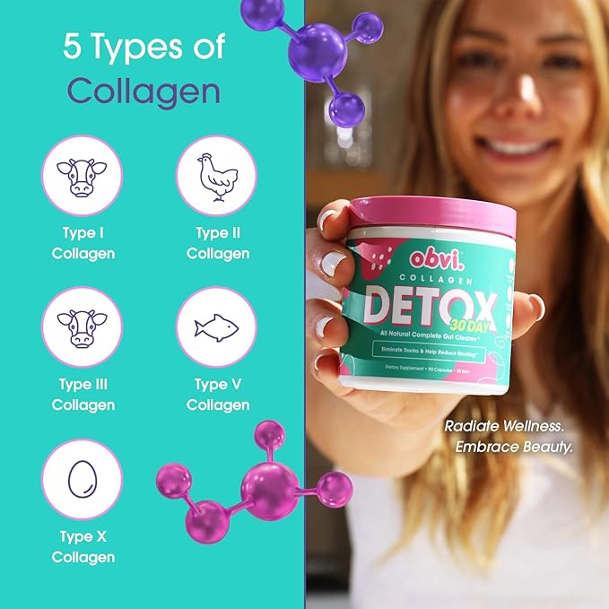 Obvi Collagenic Burn and Detox Colon Cleanse Supplement | Supports Metabolism Energy Focus| Promotes Digestive and Gut Health Bloating Relief Helps Remove Toxins