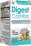 Digest Comfort Caps - Digestive Support Capsules - Natural with Turmeric &amp Ginger - 60 Count 500mg