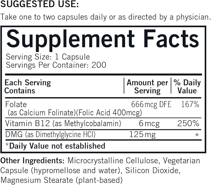 DMG 125 mg with Folate and Methyl B12