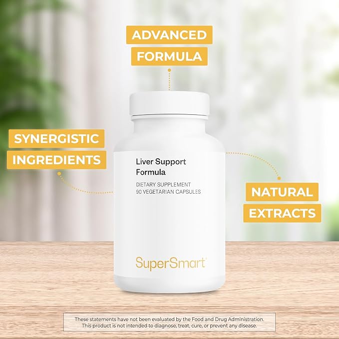 Supersmart - Liver Support Formula - with Extract of Milk Thistle Standardized to 80% Silymarin - Ginkgo Biloba &amp N-Acetyl-cysteine - Detox Supplement | Non-GMO &amp Gluten Free - 90 Vegetarian C
