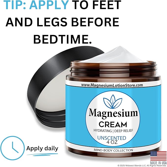 Unscented Magnesium Lotion Topical Magnesium Cream for Sleep Leg Cramps &amp Pain Muscle Relaxation Calm Moisturizing Supplement with Coconut Oil Shea Butter
