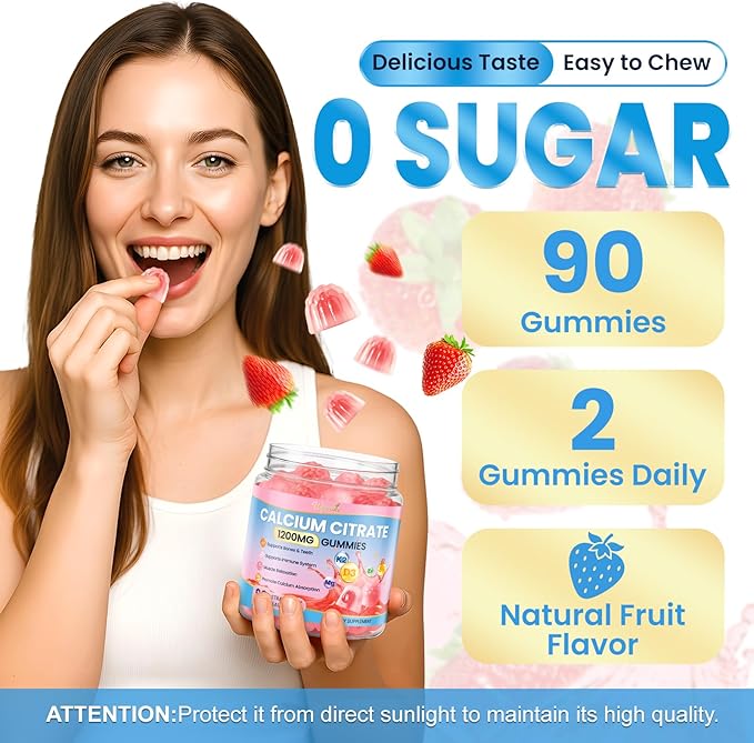 2 Pack Calcium Citrate Magnesium Zinc 1500mg for Kids &amp Adults Sugar-Free D3 K2 (MK-7) B6 Multivitamin Chewable Gummies Extra Strength-Ultimate Absorption for Bone Muscle Teeth Immune Vegan 180 C