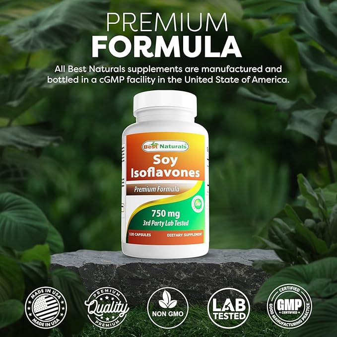 Best Naturals Soy Isoflavones 750 mg 120 Capsules (120 Count (Pack of 3))