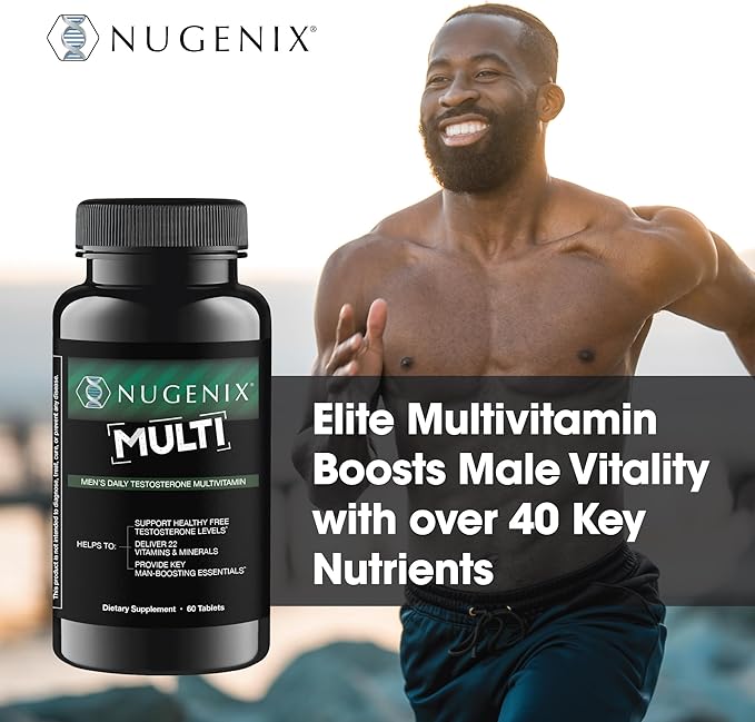 Nugenix Multivitamin for Men Multivitamin and Testosterone Support - 19 Vitamins and Minerals Supports Free Testosterone Balance Cortisol Promotes Nitric Oxide Production Blood Flow - 60 Tablets
