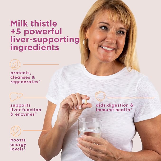 Naturenetics Milk Thistle Liver Cleanse &amp Support Supplement 60 Capsules - 80% Silymarin Extract with Artichoke &amp Dandelion Supports Liver Enzymes Energy &amp Digestion - Vegan Gluten-Fr