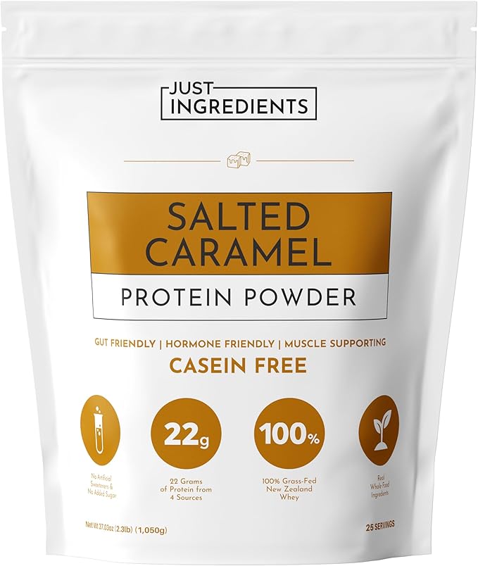 Salted Caramel Protein Powder – 30-Serving Blend with 100% Grass-Fed Whey &amp Organic Plant Proteins – Flavored with Real Ingredients – Supports Muscle Recovery &amp Energy