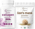 Micro Ingredients Multi Collagen Complex &amp Lions Mane Mushroom Supplement Powder Bundle 2 Pack | Grass-Fed Collagen Peptides | Natural Superfood for Brain Energy &amp Immune Health