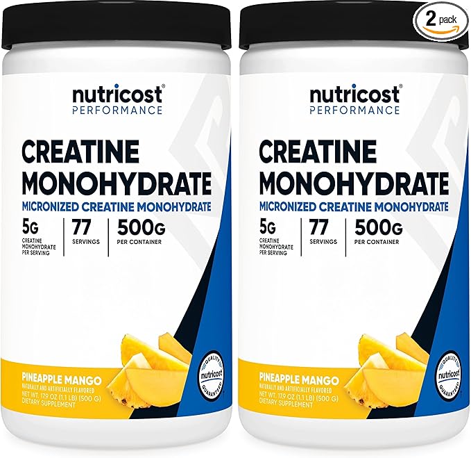 Nutricost Creatine Monohydrate Powder (Pineapple Mango 500 Gram) - Micronized Creatine Supplement - Vegan Non-GMO Gluten Free (Pack of 2)