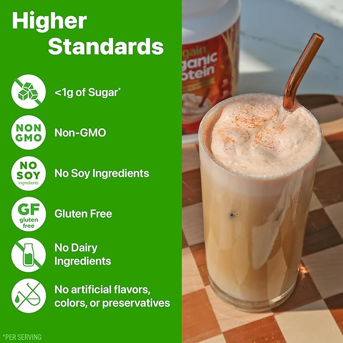 Orgain Organic Vegan Protein Powder Pumpkin Spice Seasonal Flavor - 21g of Plant Protein 5g Prebiotic Fiber No Lactose Ingredients No Added Sugar Non-GMO For Shakes &amp Smoothies 1.02 lb