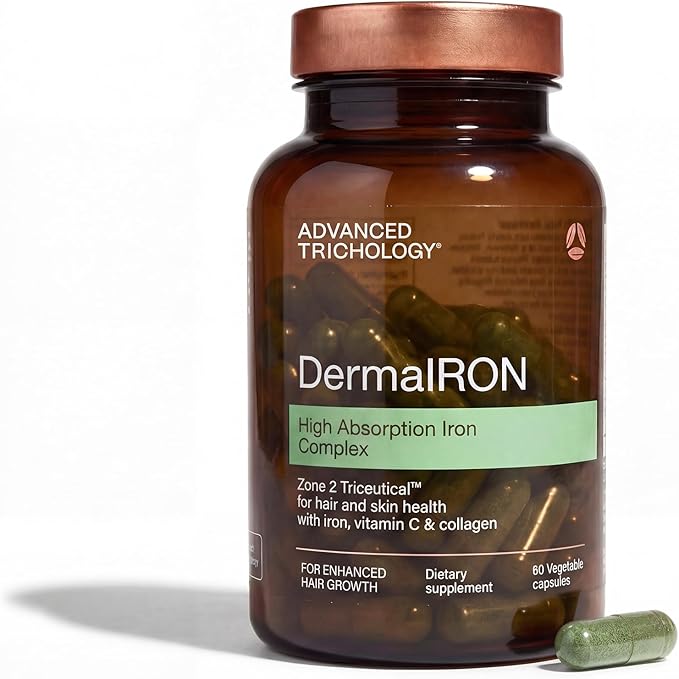 DermaIRON Iron Supplement for Women &amp Men – Gentle Iron for Low Ferritin &amp Anemia Support Hair Thinning &amp Hair Loss Support with Collagen &amp Vitamin C