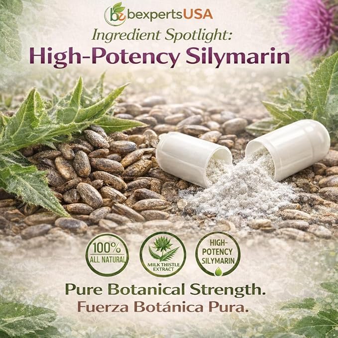 Cardo Mariano Herb Tea &amp Capsules | Vegan | 100% Pure &amp Natural Milk Thistle | Loose Tea 4oz (113g) + 60 Capsules (1000 mg Each) - Herbal Dietary Supplement | Extra Forte