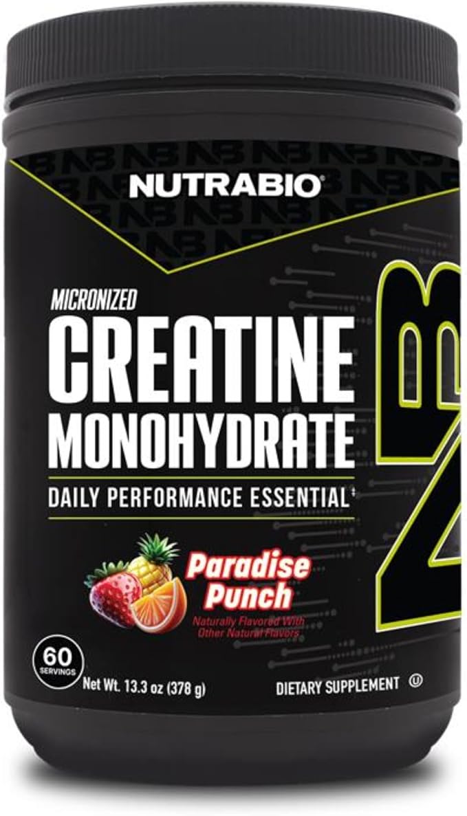 NutraBio Pure Micronized Creatine Monohydrate Powder SupplementParadise Punch(300g)-Supports Bulk Muscle Energy Recovery and Strength-HPLC Tested Creatine Powder Supplement for Men and Women