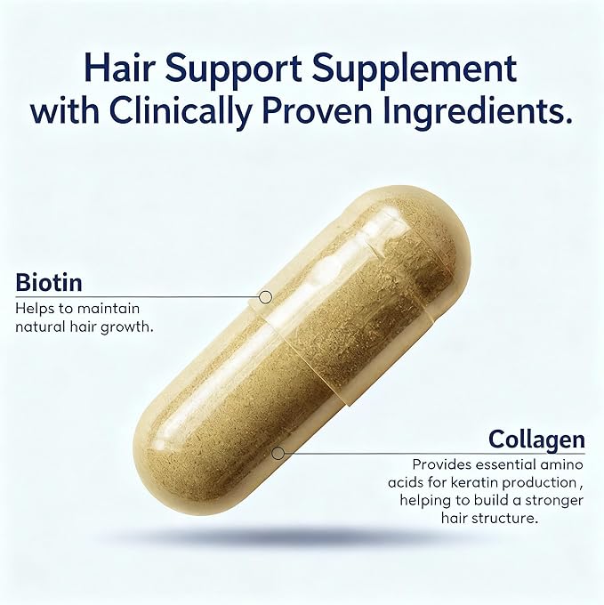 Natural Hair Growth Supplement – Biotin Zinc MSM Collagen Saw Palmetto Horsetail &amp Astaxanthin for Thicker Fuller Shiny Hair – Nourishes Follicles Reduces Thinning – 90 Capsules