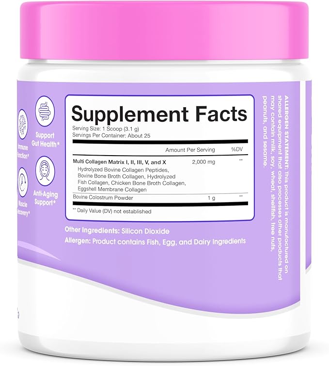 Obvi Collagen Colostrum - Collagen Colostrum Supplement for Daily Wellness - Supports a Healthy Gut Skin Rejuvenation &amp Immune Health - Gluten-Free &amp Sugar-Free - Unflavored - 2.8 oz (25 Serv