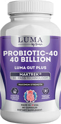 Adult Probiotics 40 Billion CFU for Stomach Acid Resistant - Maximum Potency for Gut Health &amp Immune Support - No Dairy Gluten Wheat Yeast - 60 Veggie Capsules