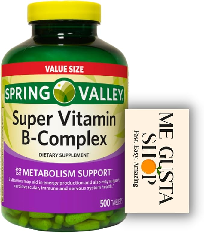 Super Vitamin B-Complex Tablets 500 Count Spring Valley + me Gusta Sticker