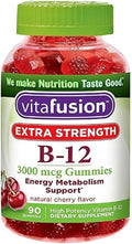 Vitafusion Extra Strength B-12 Gummies Natural Cherry 90 ea (Pack of 10)